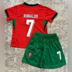 Cristiano Ronaldo kids large Portugal soccer jersey set of two jersey and shorts